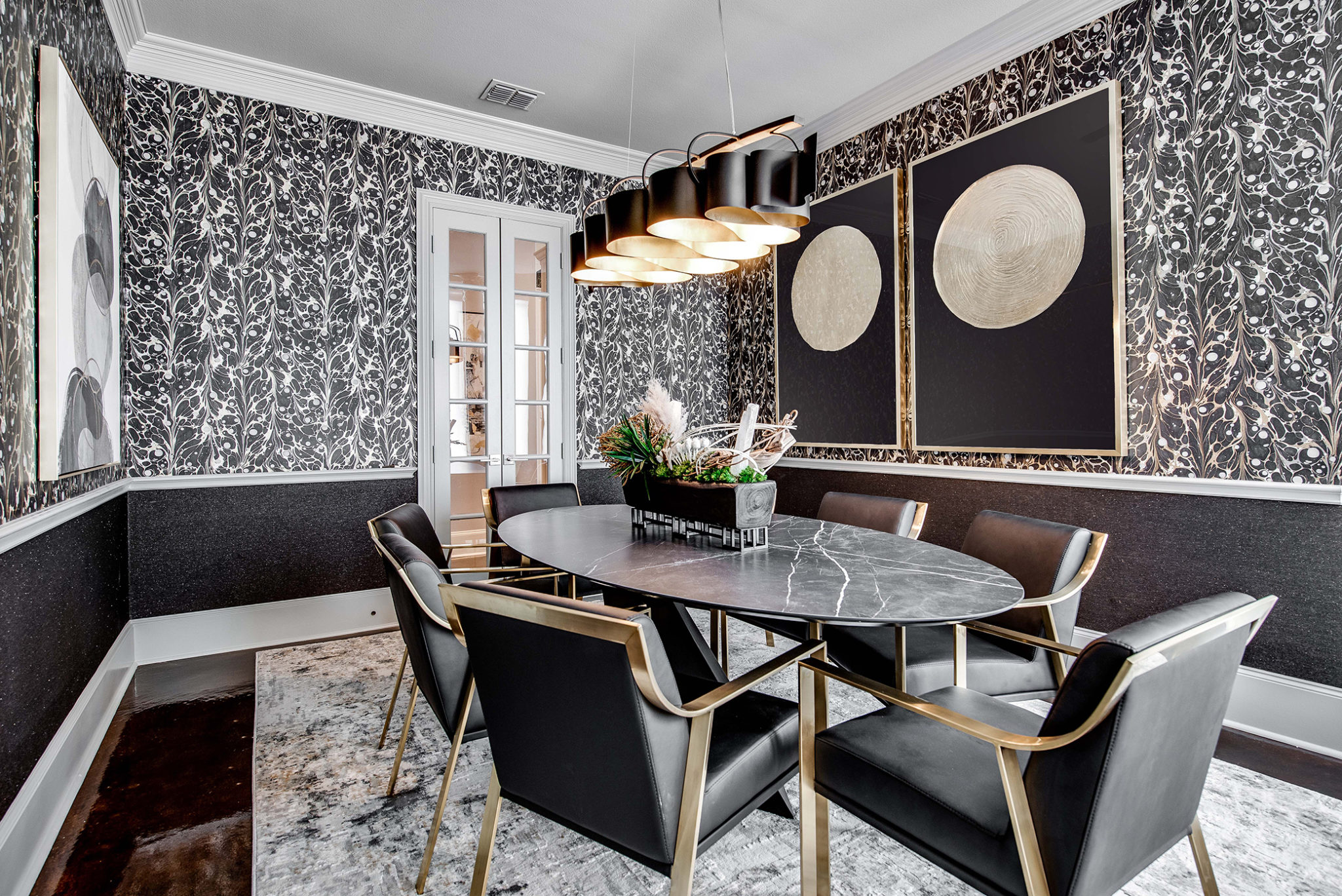 black modern dining area
